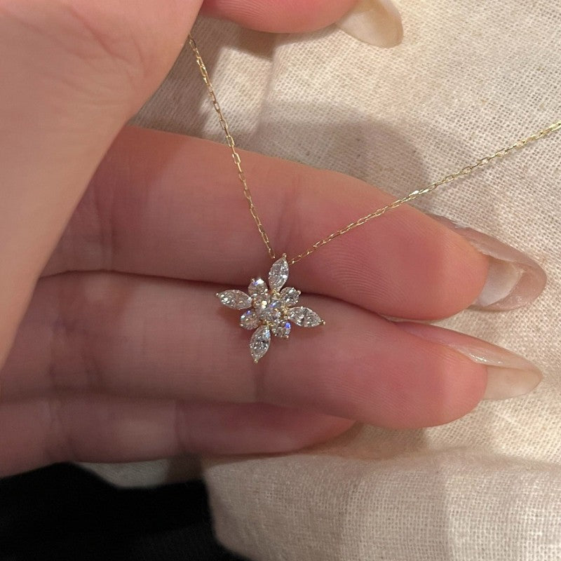 Marquise Zircon Flower Necklace