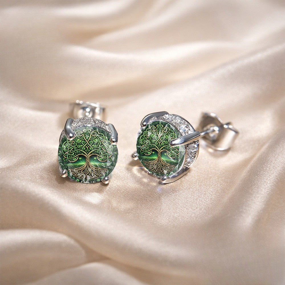 Green Tree of Life Earrings