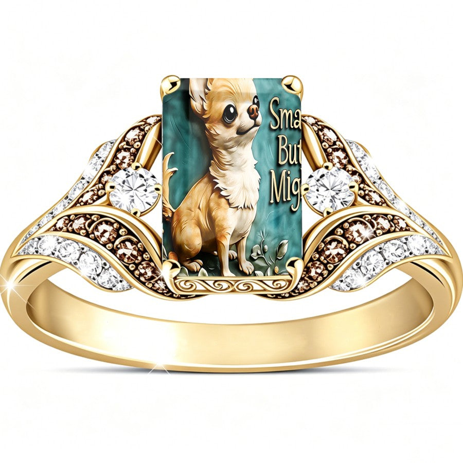 Chihuahua Glass Inlay Ring
