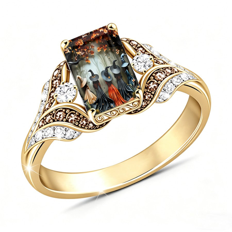 Witches in Autumn Square Ring