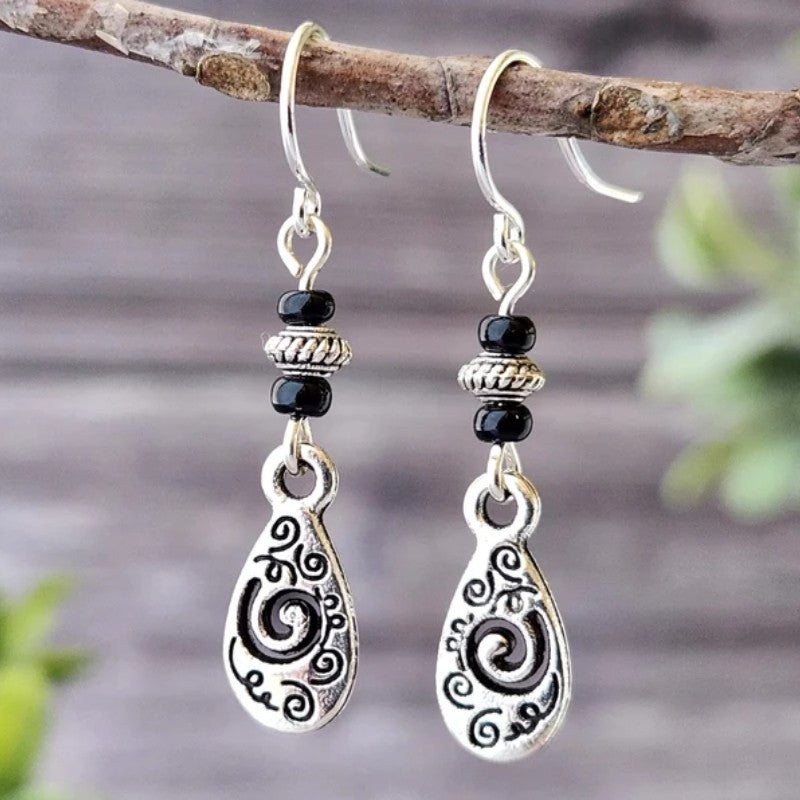 Distressed Scroll Teardrop Earrings