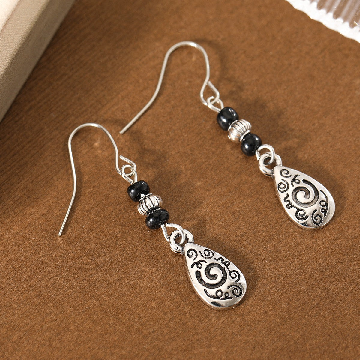 Distressed Scroll Teardrop Earrings