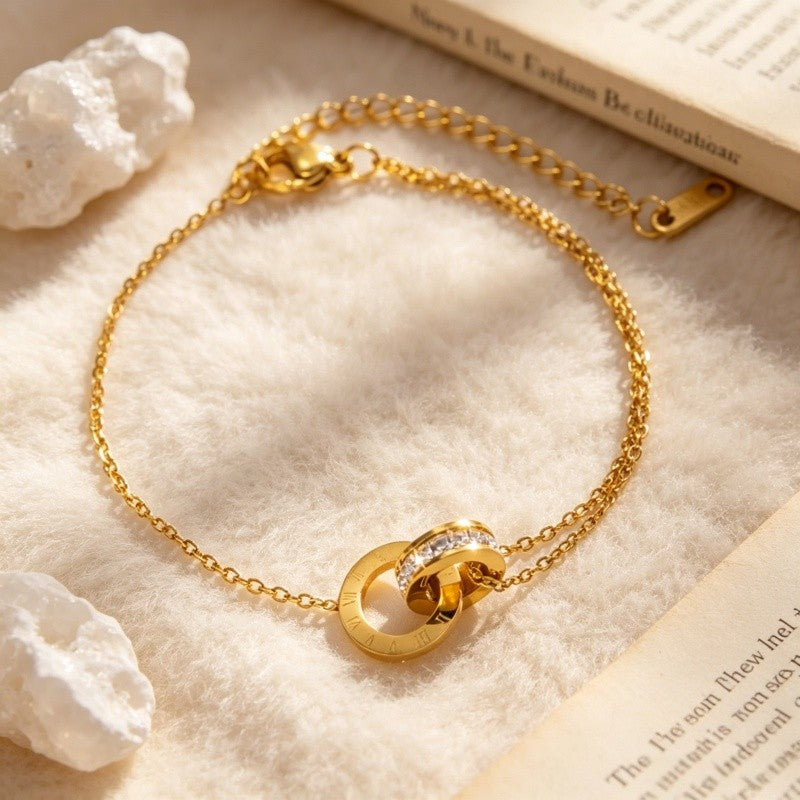 Double Chain Interlocking Circle Anklet