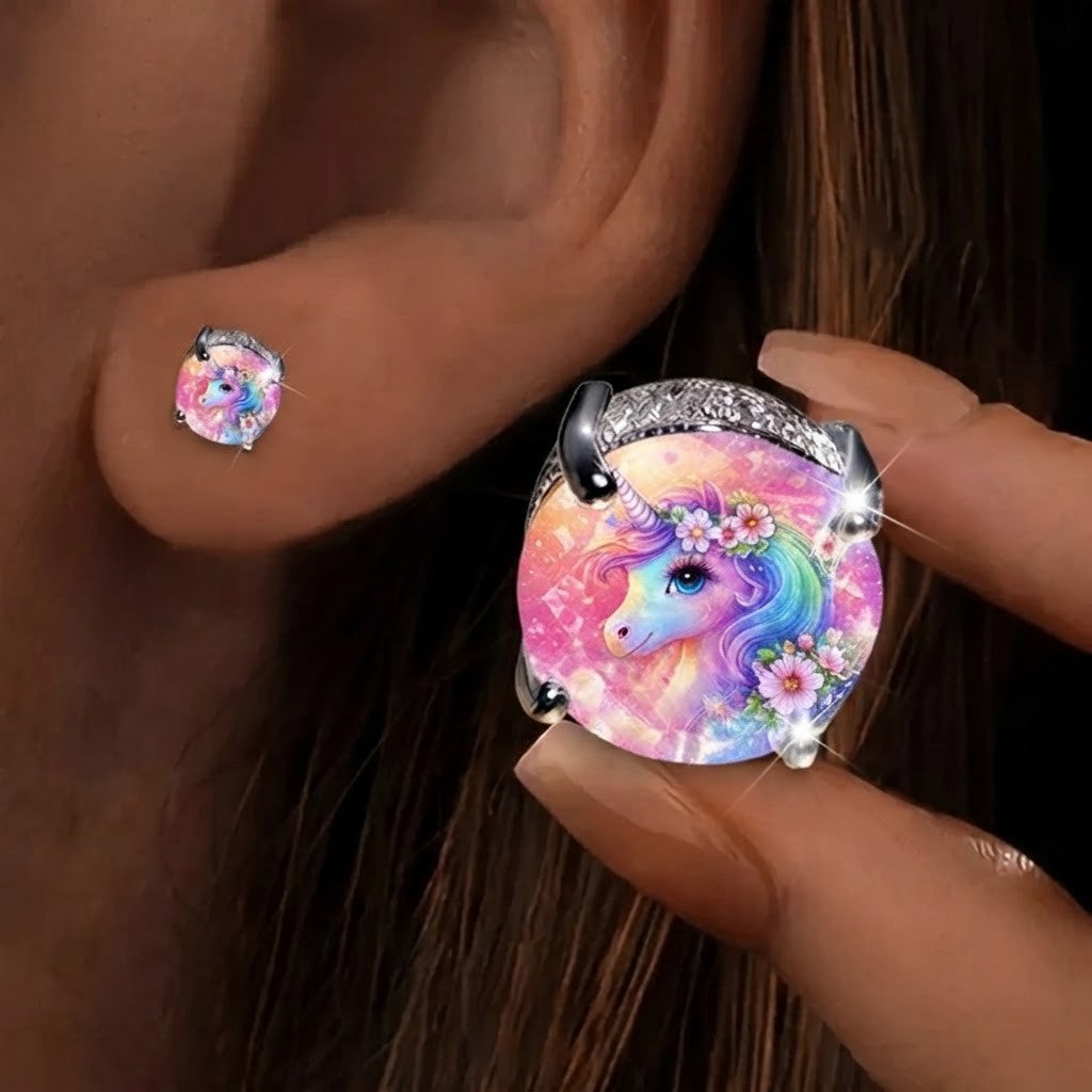 Rainbow Unicorn Stud Earrings