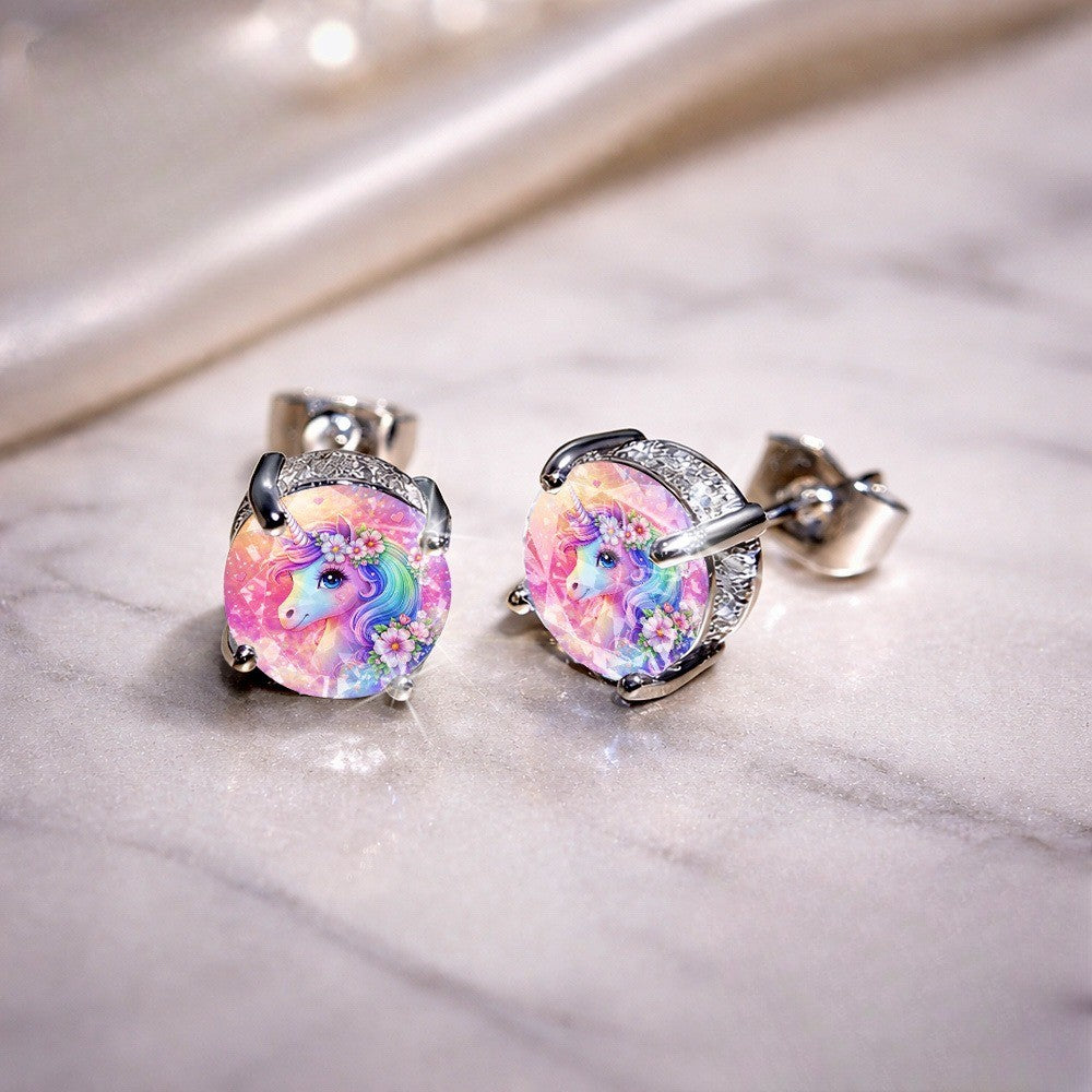 Rainbow Unicorn Stud Earrings