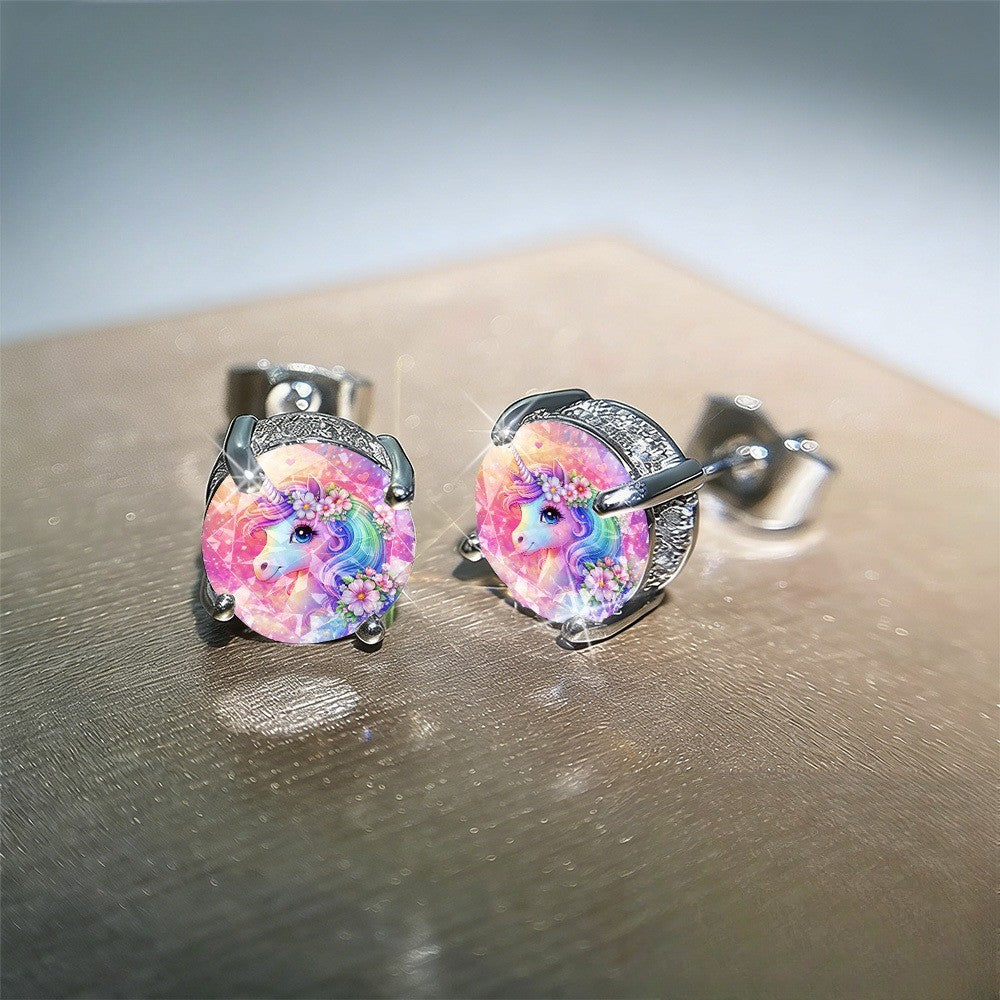 Rainbow Unicorn Stud Earrings