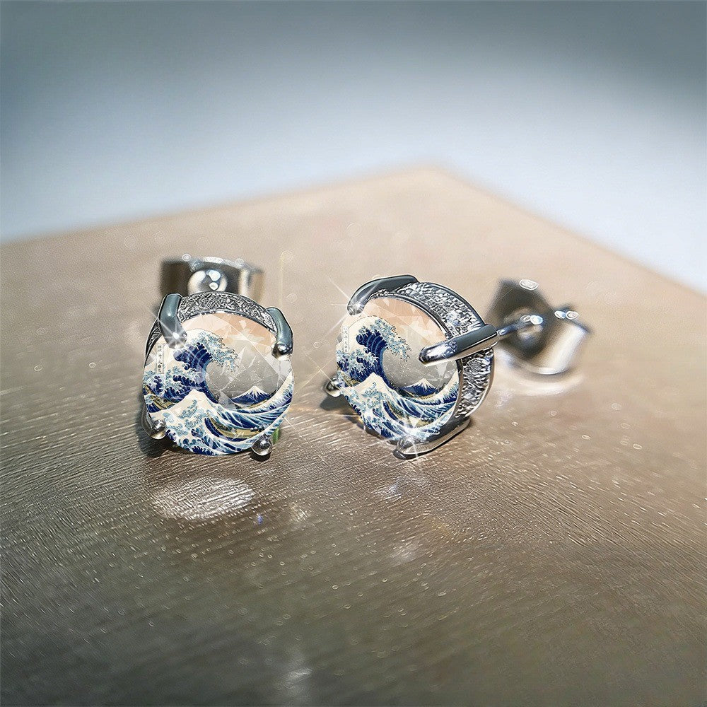 Ocean Wave Glass Earrings