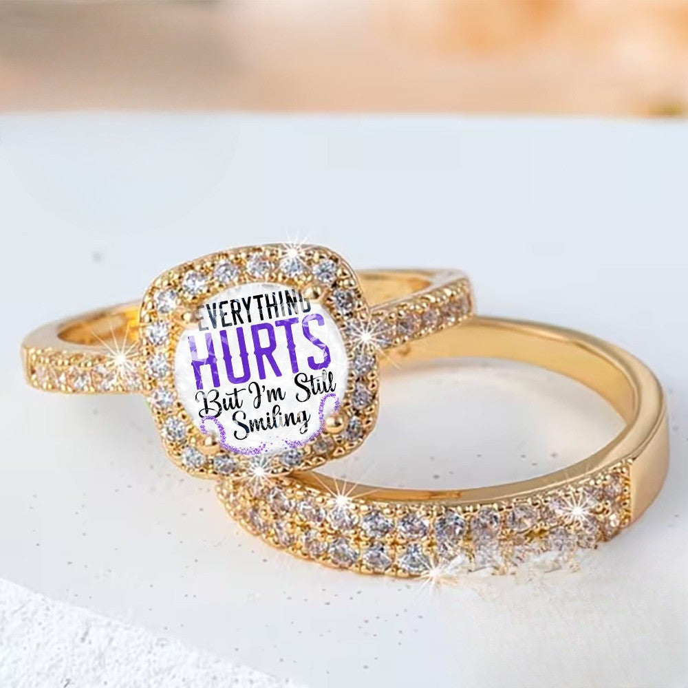 Smiling Square Crystal Ring Set