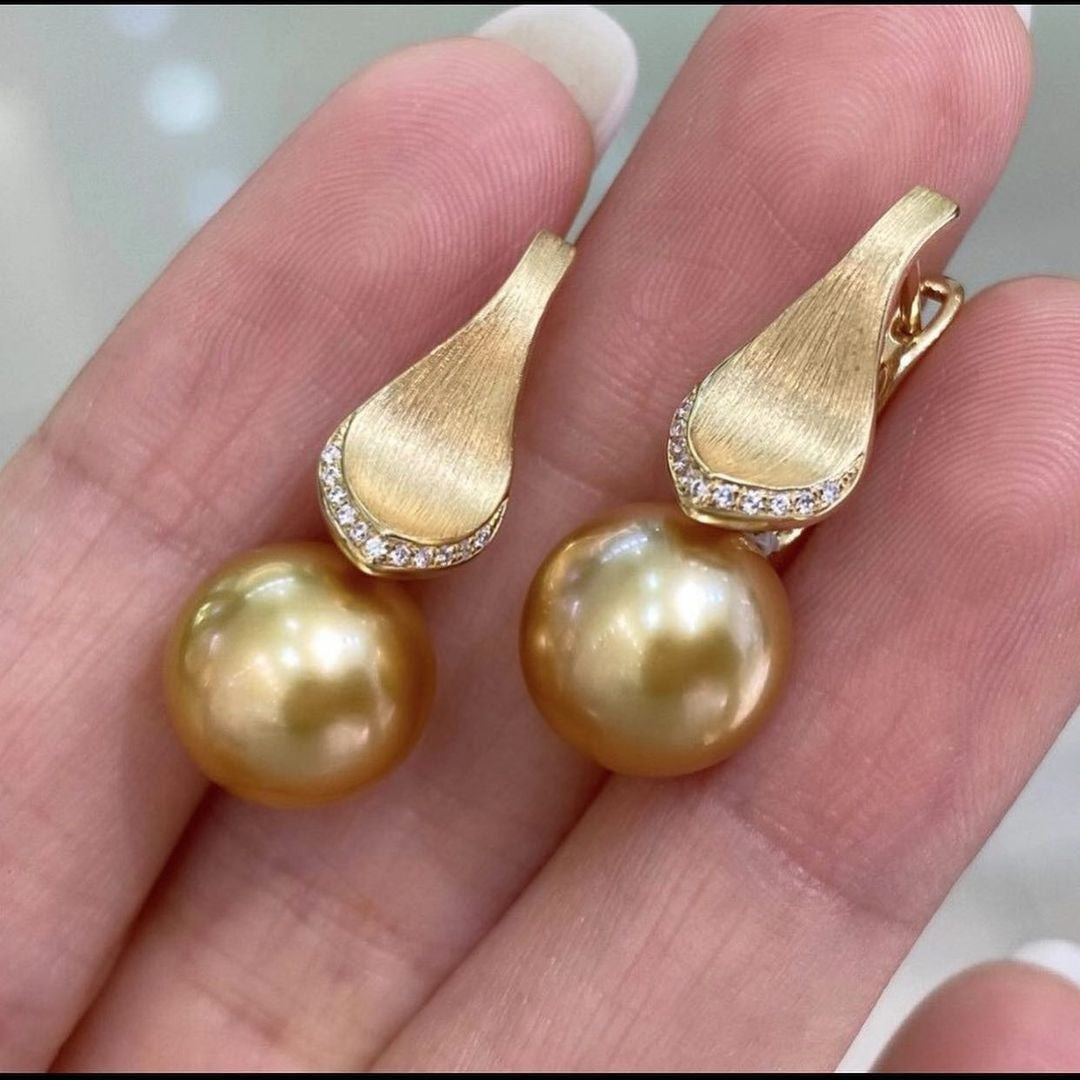 Brushed Teardrop Pearl Drop Earrings