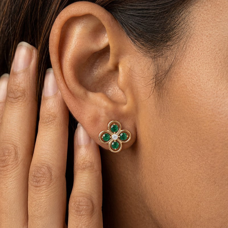 Green Clover Stud Earrings
