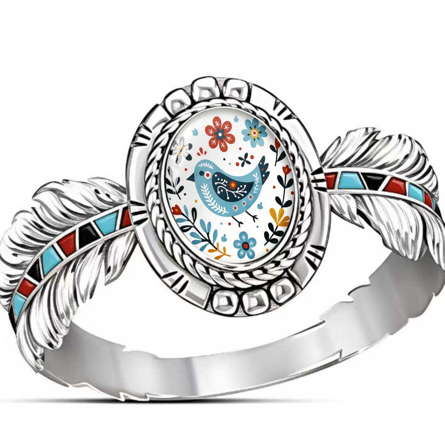 Colorful Bird Feather Ring