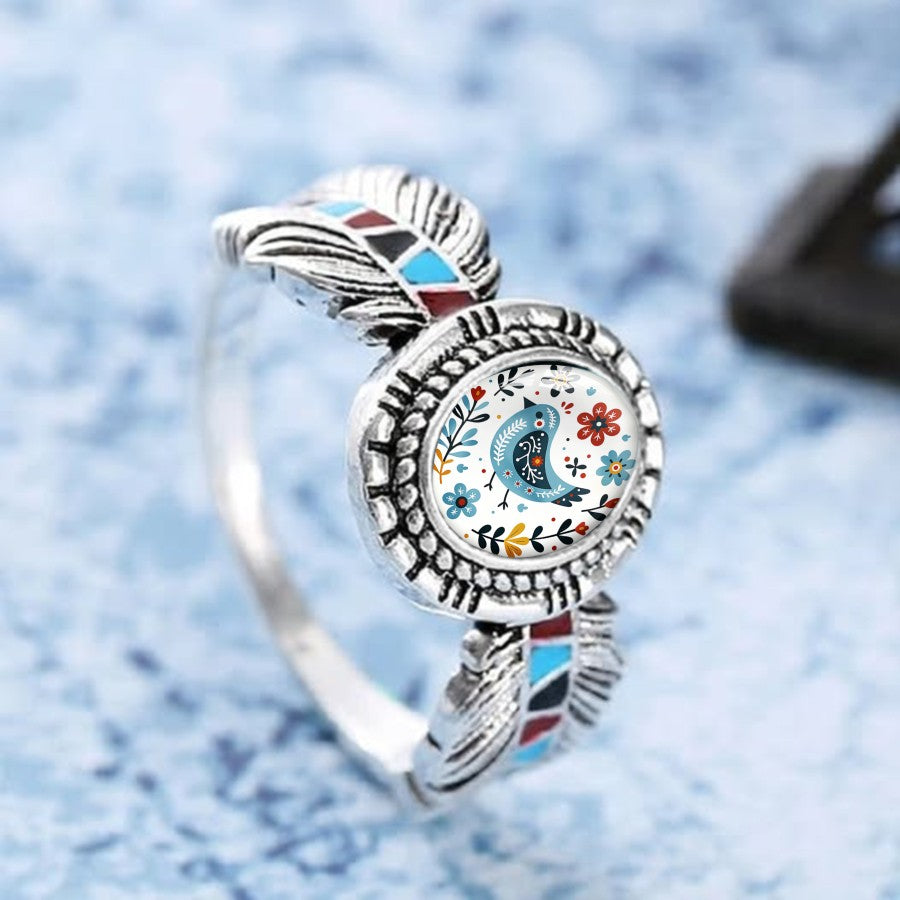 Colorful Bird Feather Ring