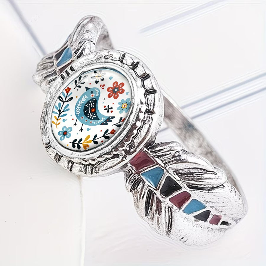 Colorful Bird Feather Ring