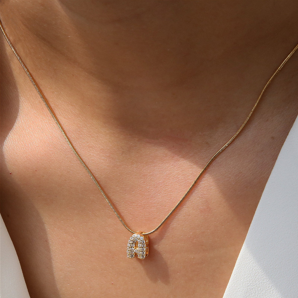 Crystal Initial Arch Necklace