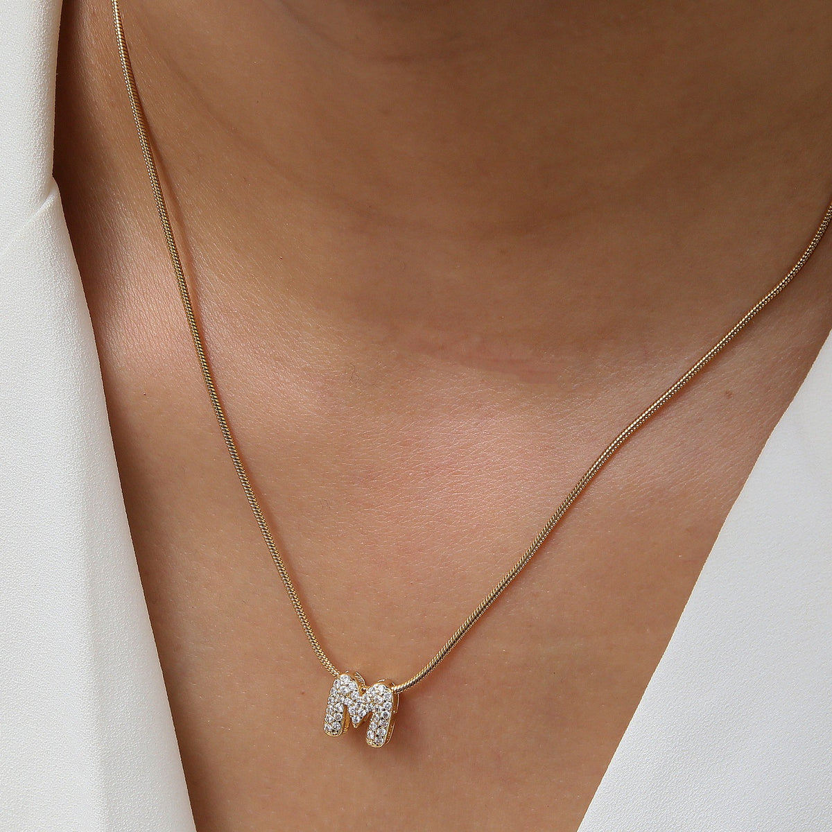 Crystal Initial Arch Necklace
