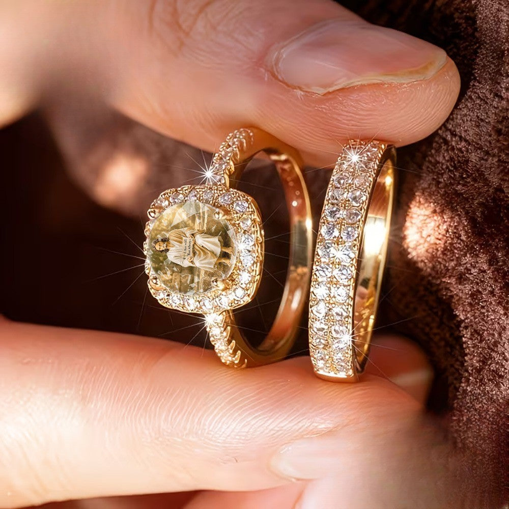 Jesus Scripture Square Ring Set