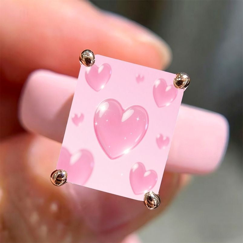 Pink Heart Square Ring