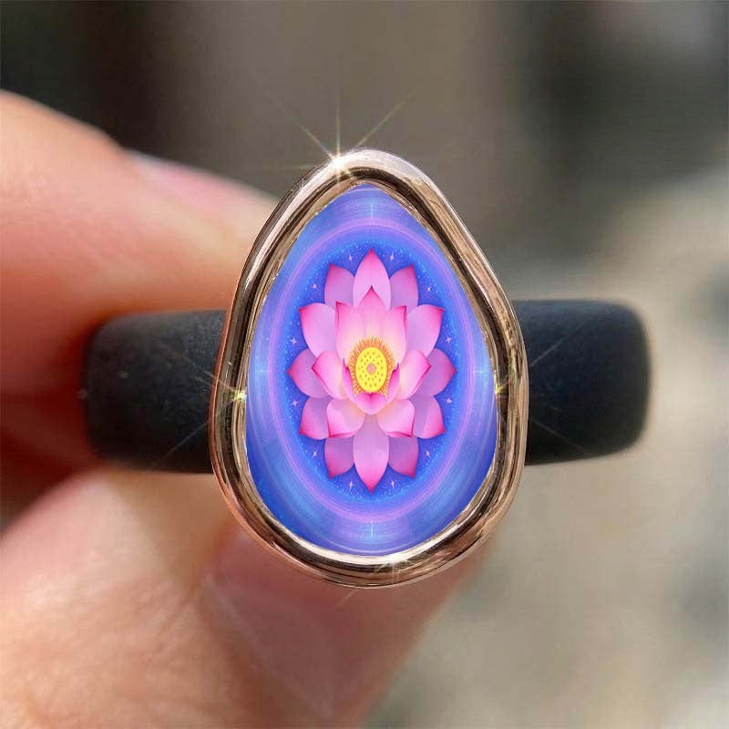 Pink Lotus Glass Ring