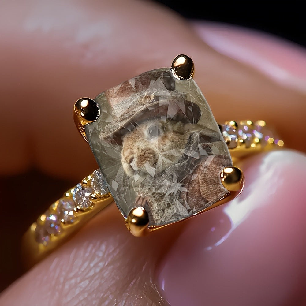 Vintage Rabbit Portrait Ring