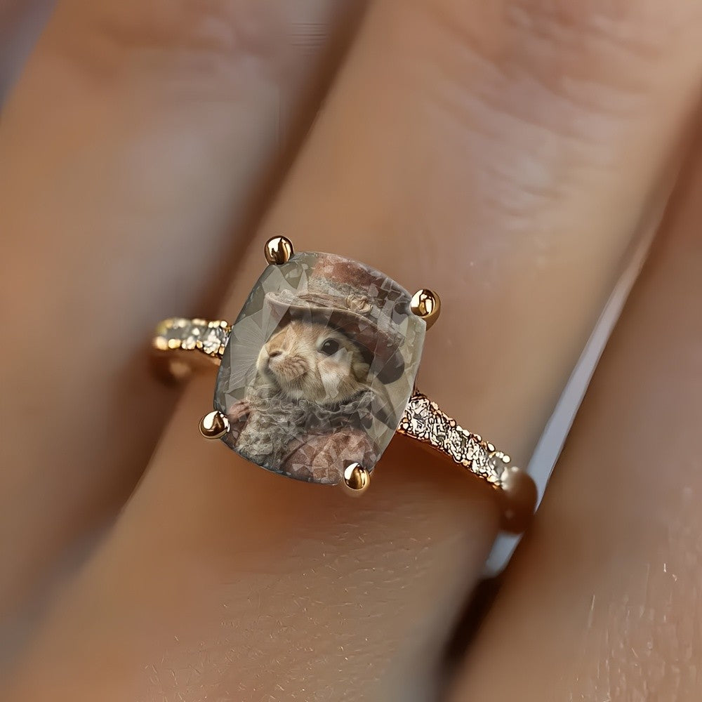 Vintage Rabbit Portrait Ring