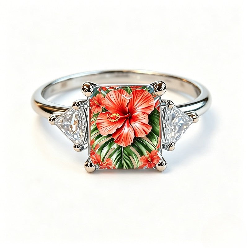 Tropical Hibiscus Square Ring