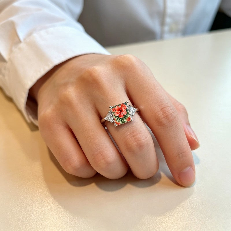 Tropical Hibiscus Square Ring