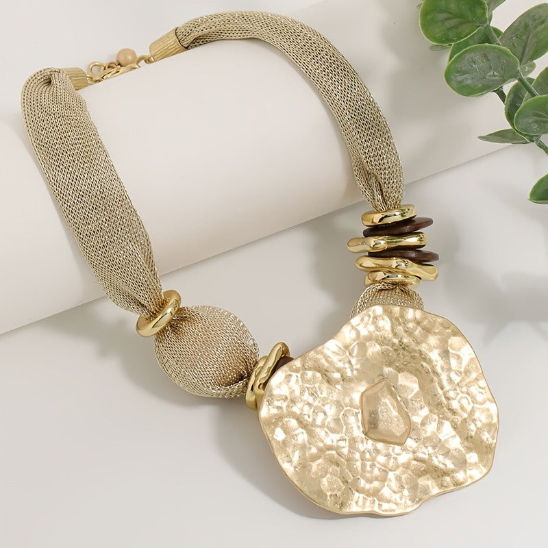 Hammered Heart Mesh Necklace