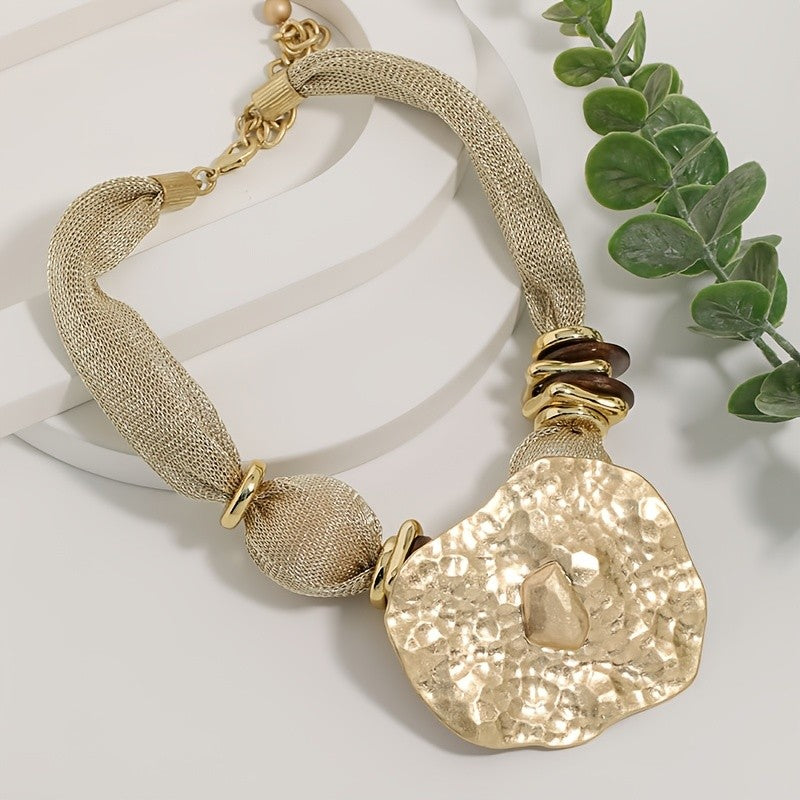 Hammered Heart Mesh Necklace