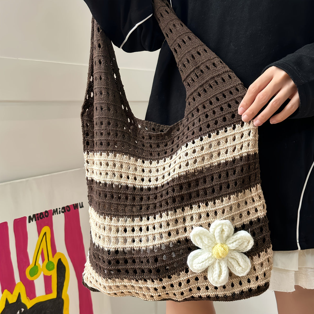 Earth Tone Crochet Tote Bag
