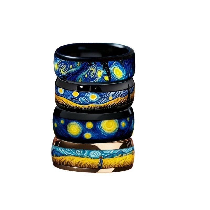 Swirling Sky Art Ring Set