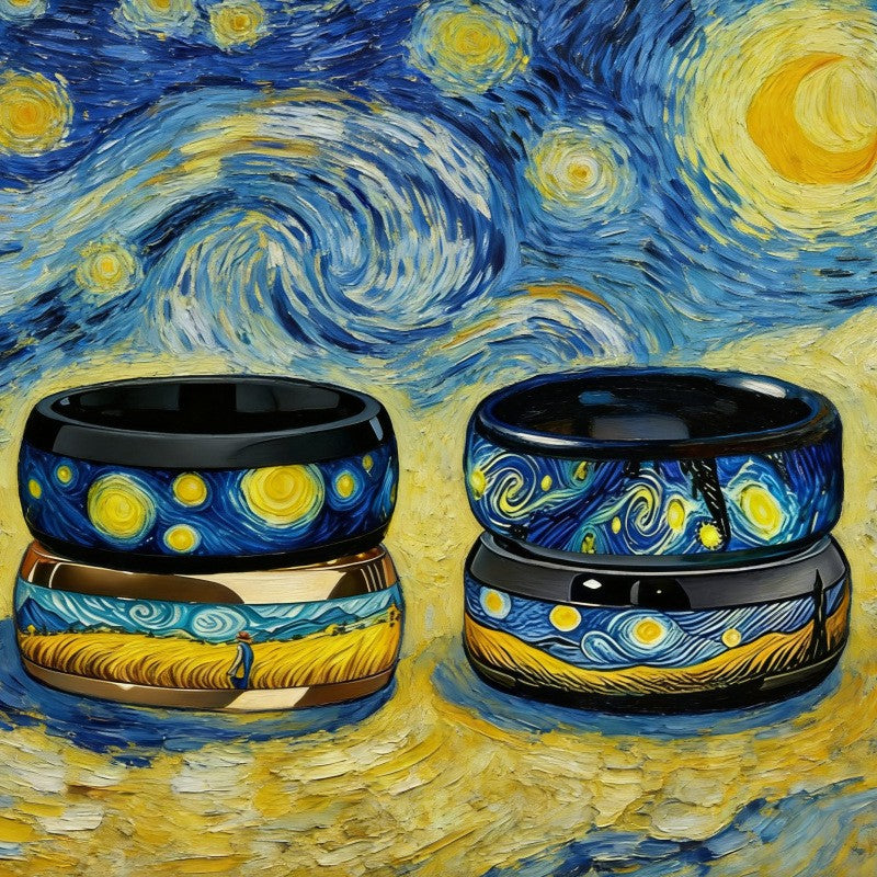 Swirling Sky Art Ring Set