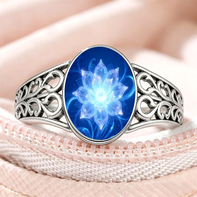Illuminated Lotus Oval Ring