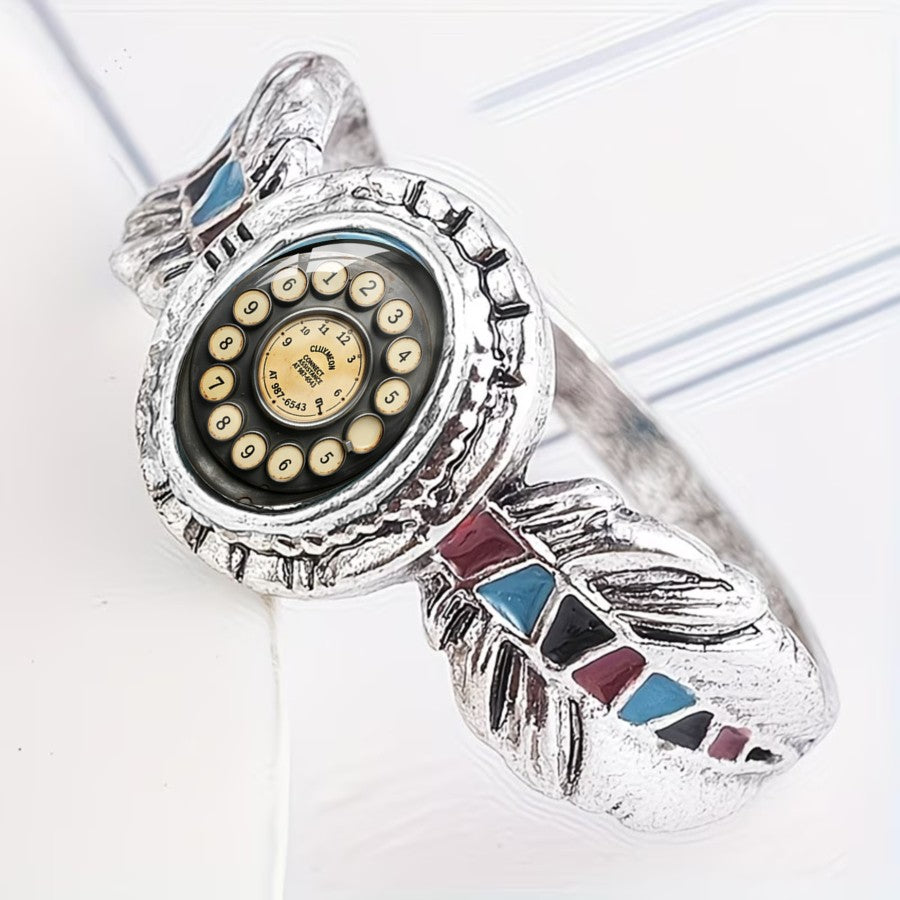 Rotary Phone Dial Feather Ring