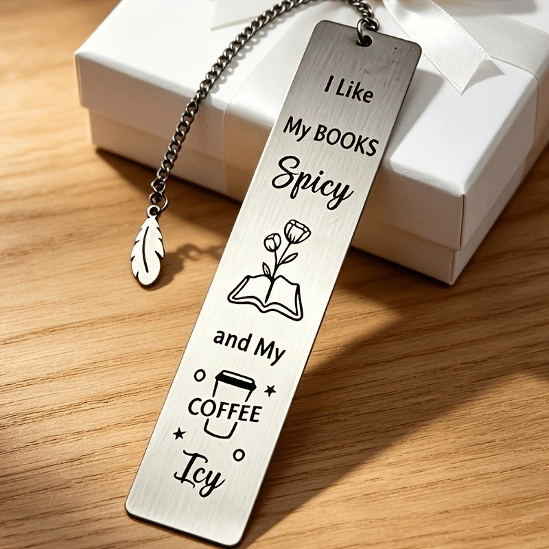 Books & Coffee Engraved Bookmark