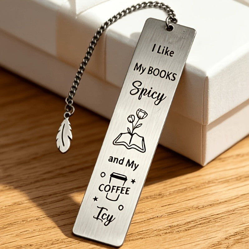 Books & Coffee Engraved Bookmark