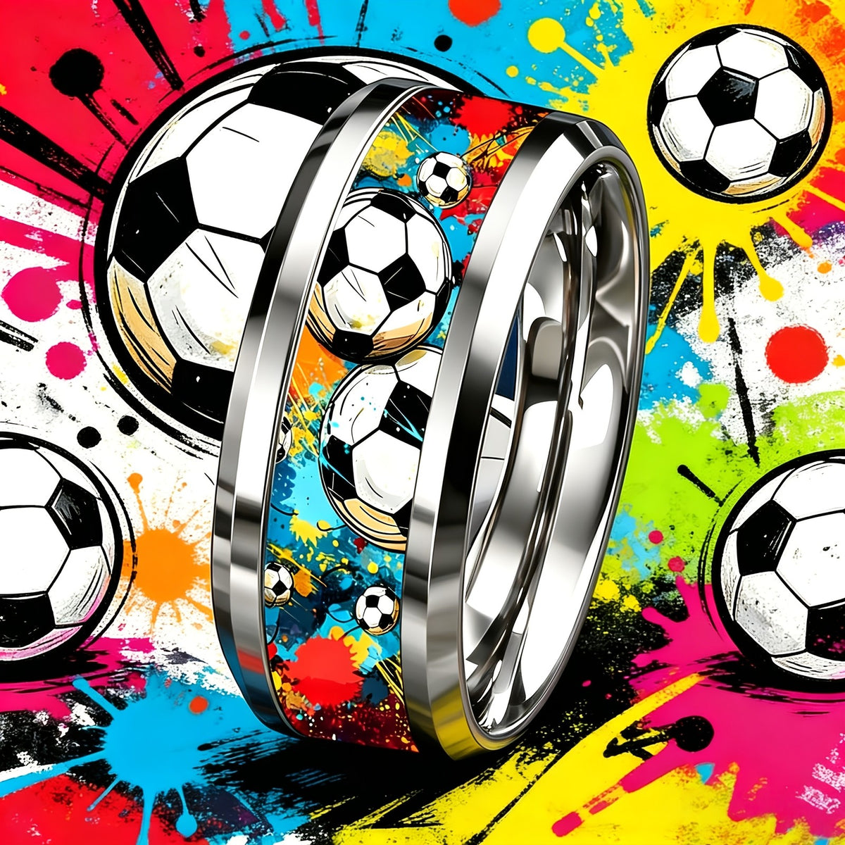 Colorful Soccer Print Ring