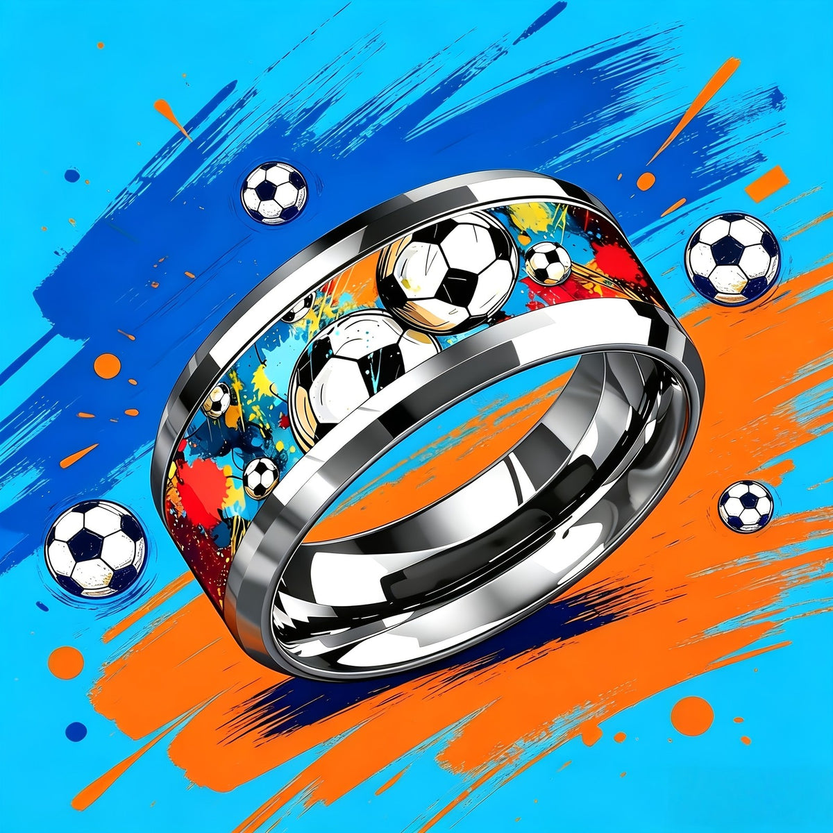 Colorful Soccer Print Ring