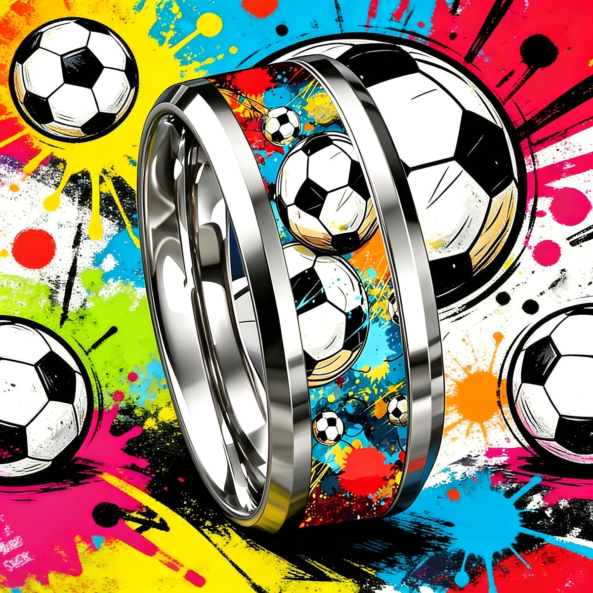 Colorful Soccer Print Ring