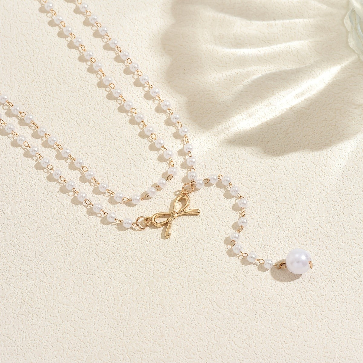 Pearl Bow Y-Necklace