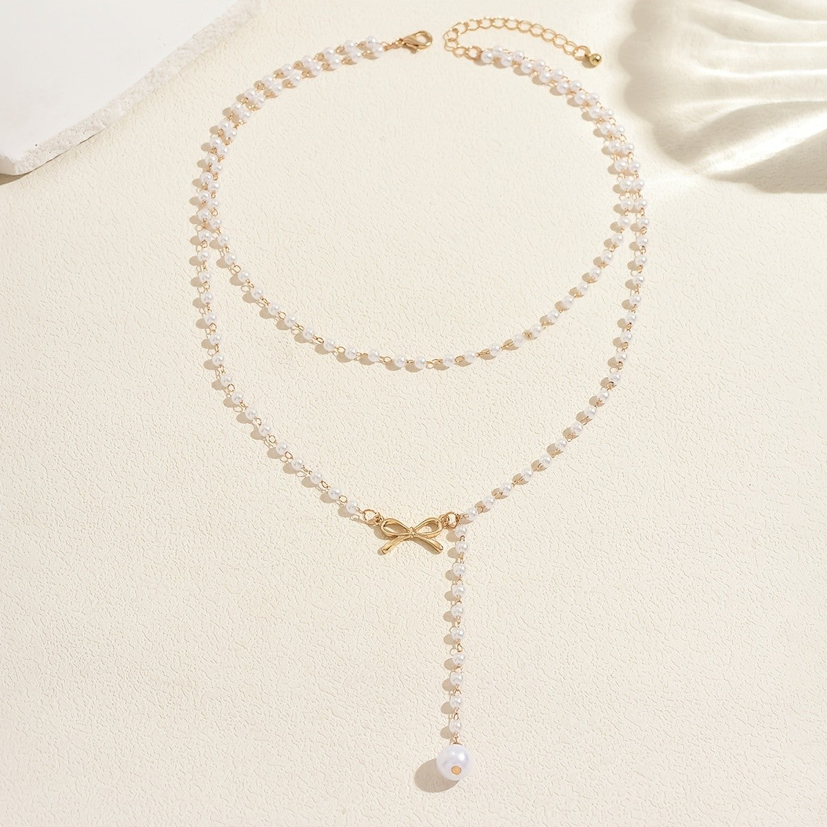 Pearl Bow Y-Necklace