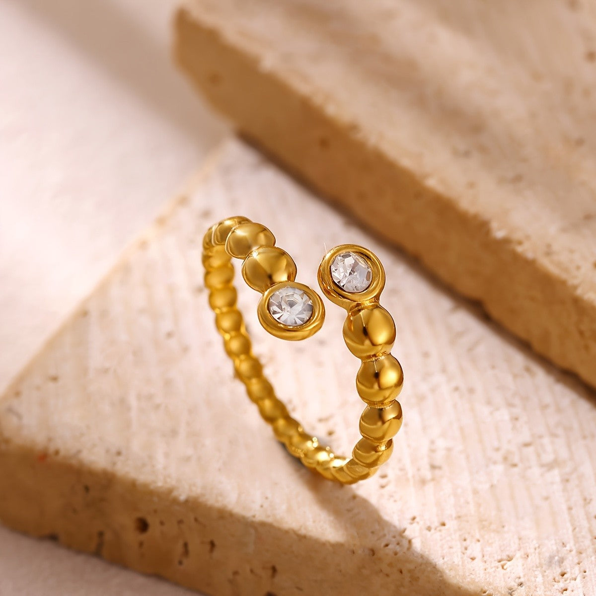 Crystal Bead Open Ring