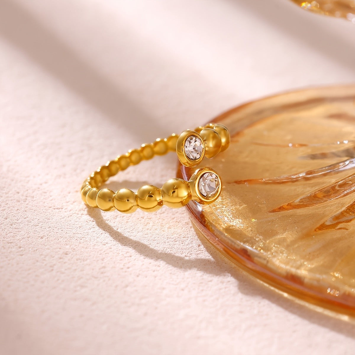 Crystal Bead Open Ring