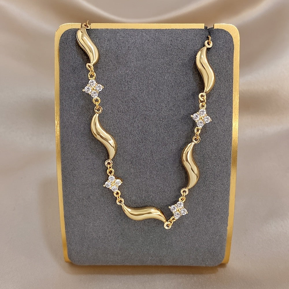 Crystal Flower Wave Bracelet