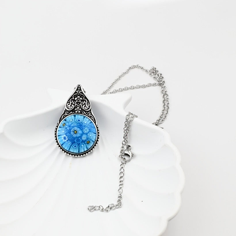 Colorful Millefiori Teardrop Pendant