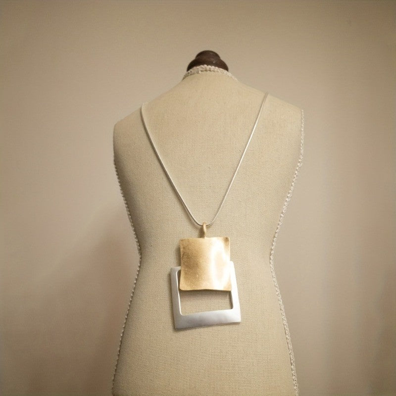 Two-Tone Overlapping Square Necklace