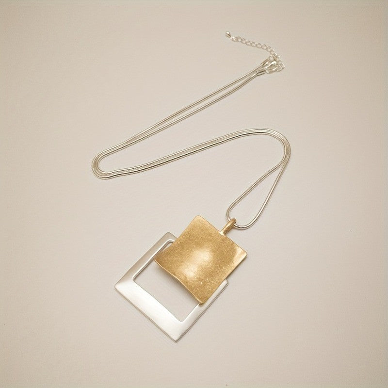 Two-Tone Overlapping Square Necklace