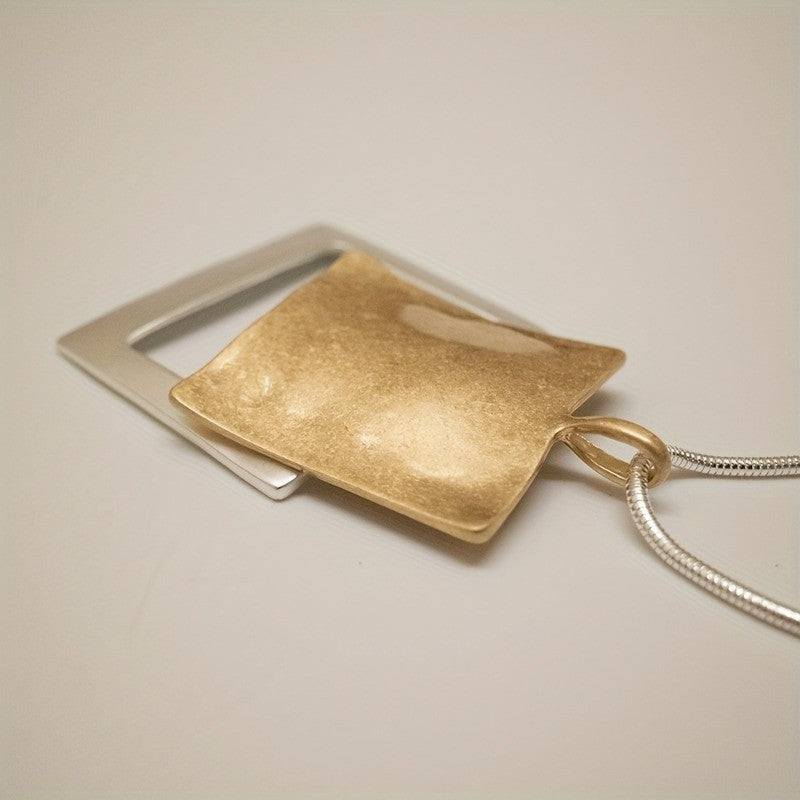 Two-Tone Overlapping Square Necklace