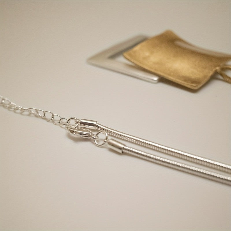 Two-Tone Overlapping Square Necklace