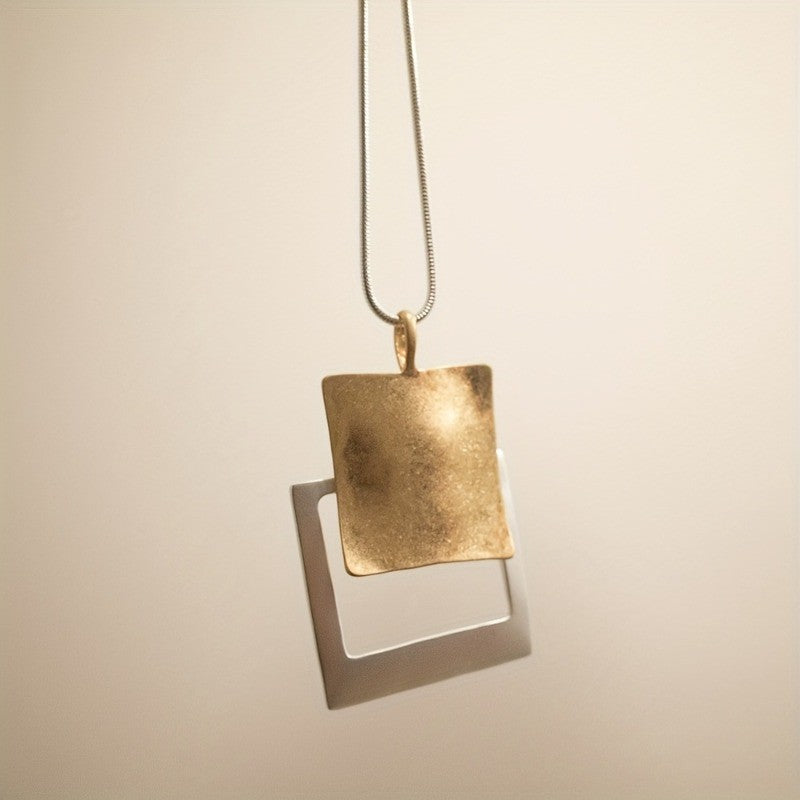 Two-Tone Overlapping Square Necklace