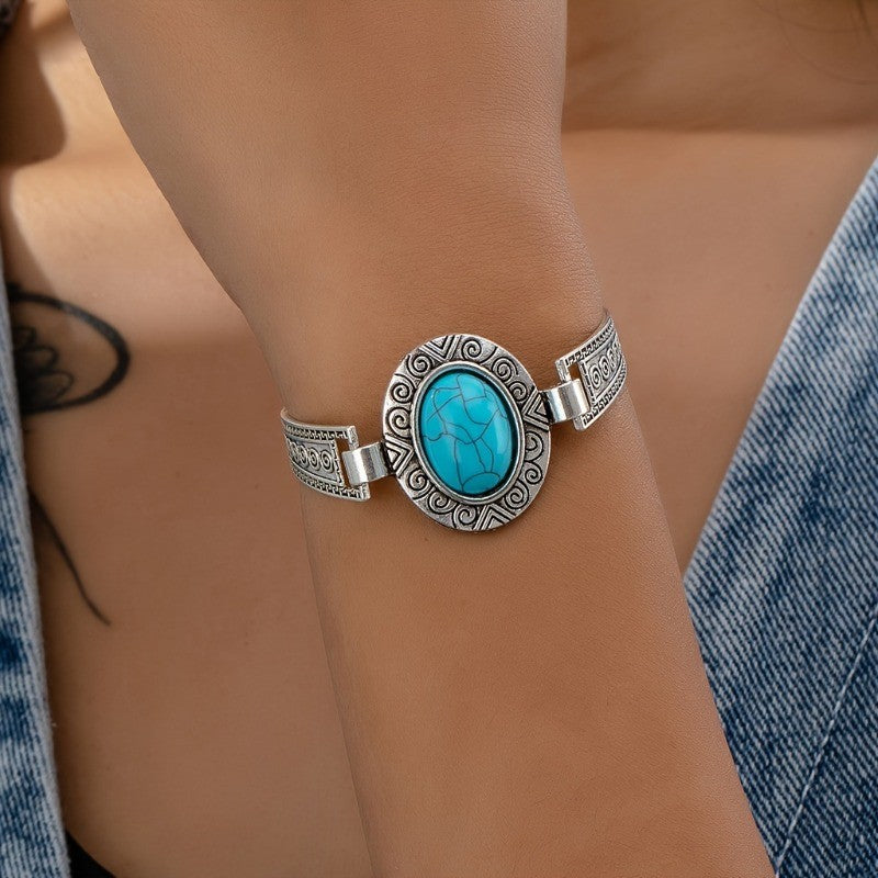 Turquoise Oval Cuff Bracelet